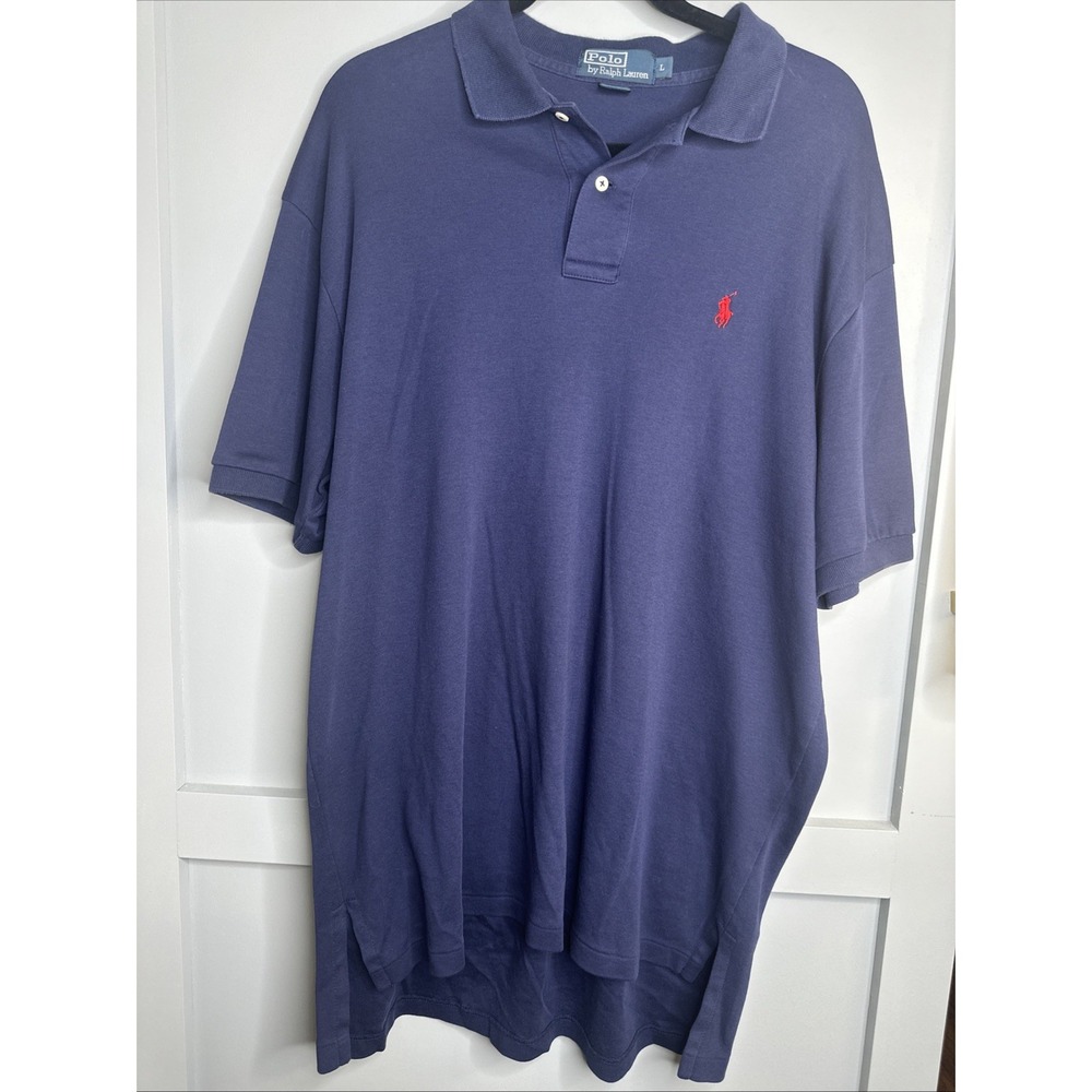 Polo‎ Ralph Lauren Mens Navy Blue Short Sleeve Polo Shirt Red horse Size Large